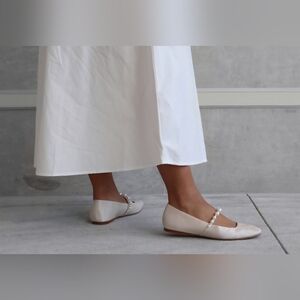 Dolce Vita Cream Flats with Pearl Detail